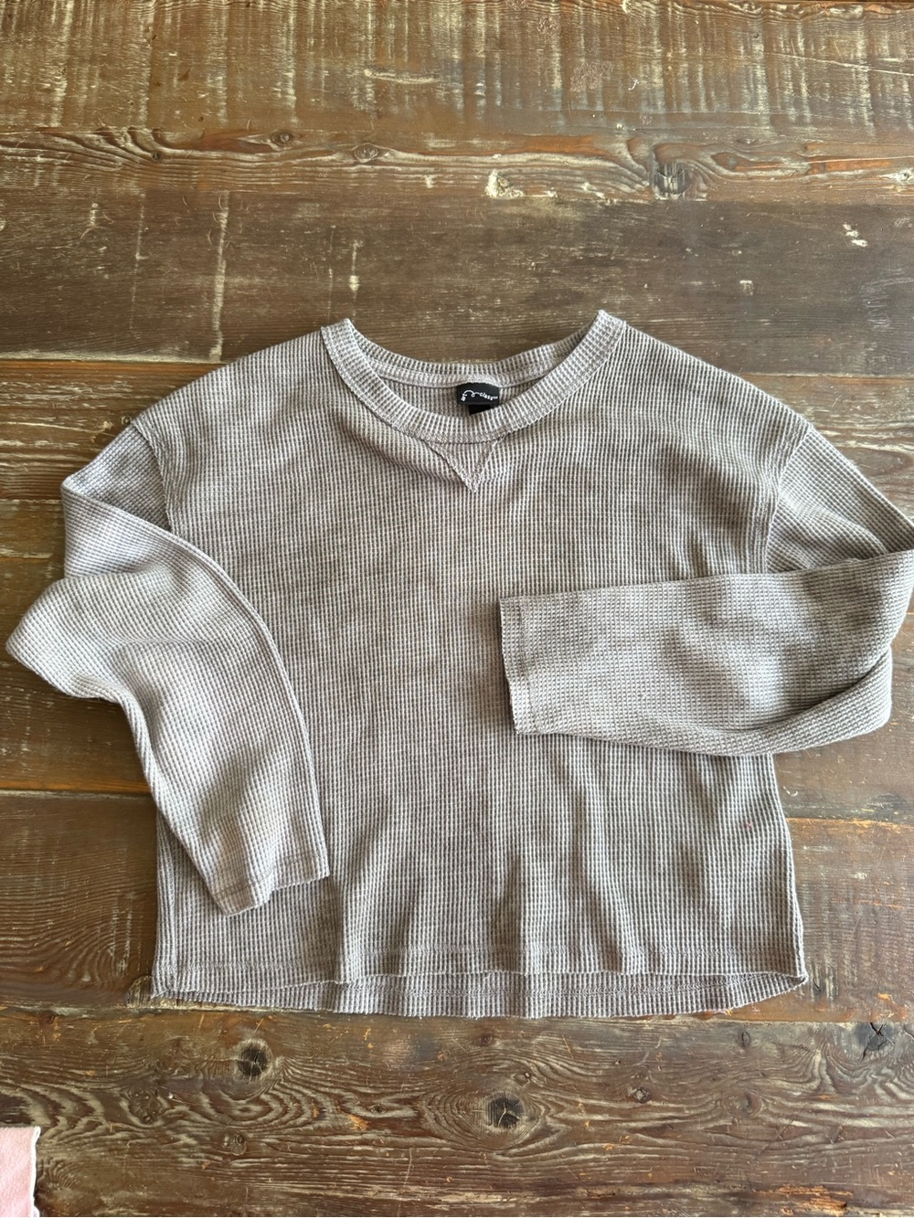 art class gray Crewneck Kids Waffle Knit Top